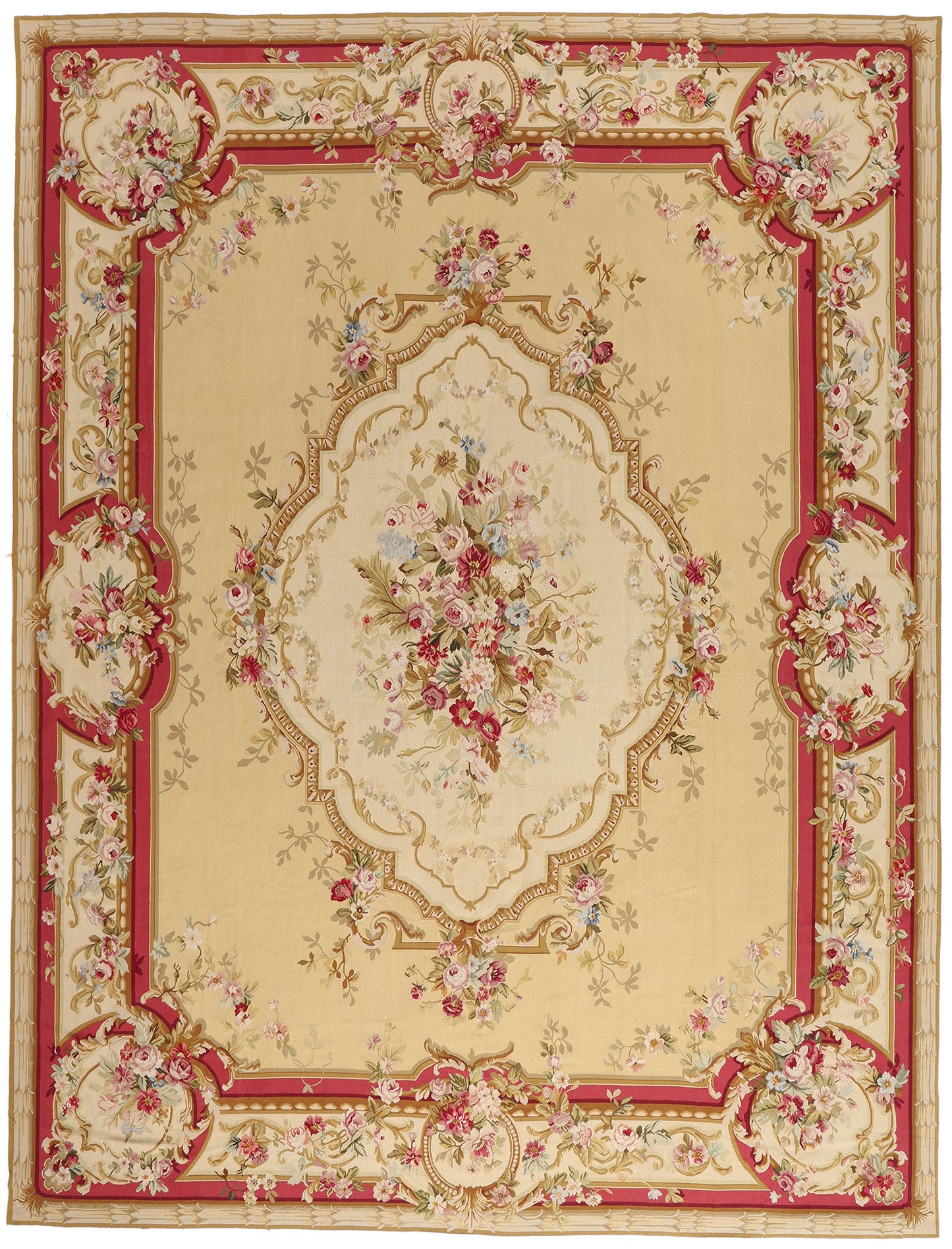 12 x 15 - Tan Vintage Aubusson Rug - 79480