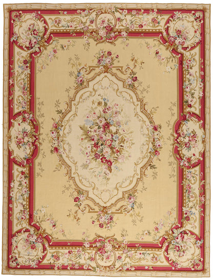12 x 15 - Tan Vintage Aubusson Rug - 79480