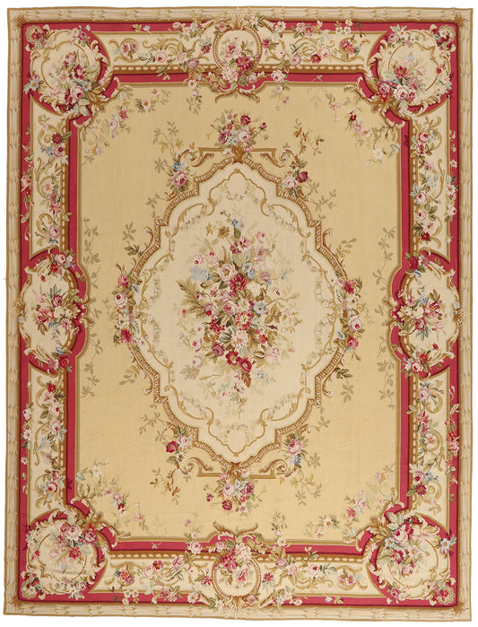 12 x 15 - Tan Vintage Aubusson Rug - 79480