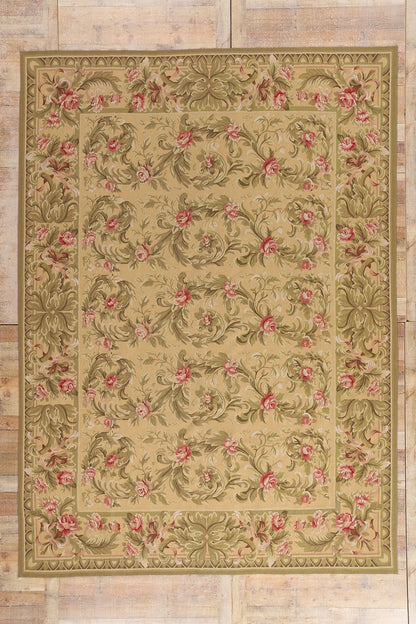 9 x 12 - Tan Vintage Aubusson Rug - 79481