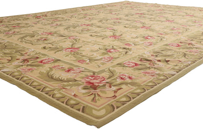 9 x 12 - Tan Vintage Aubusson Rug - 79481