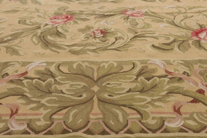 9 x 12 - Tan Vintage Aubusson Rug - 79481