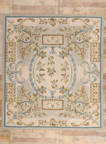 9 x 10 - Ivory Vintage Aubusson Rug - 79482