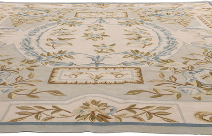 9 x 10 - Ivory Vintage Aubusson Rug - 79482