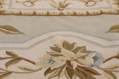 9 x 10 - Ivory Vintage Aubusson Rug - 79482