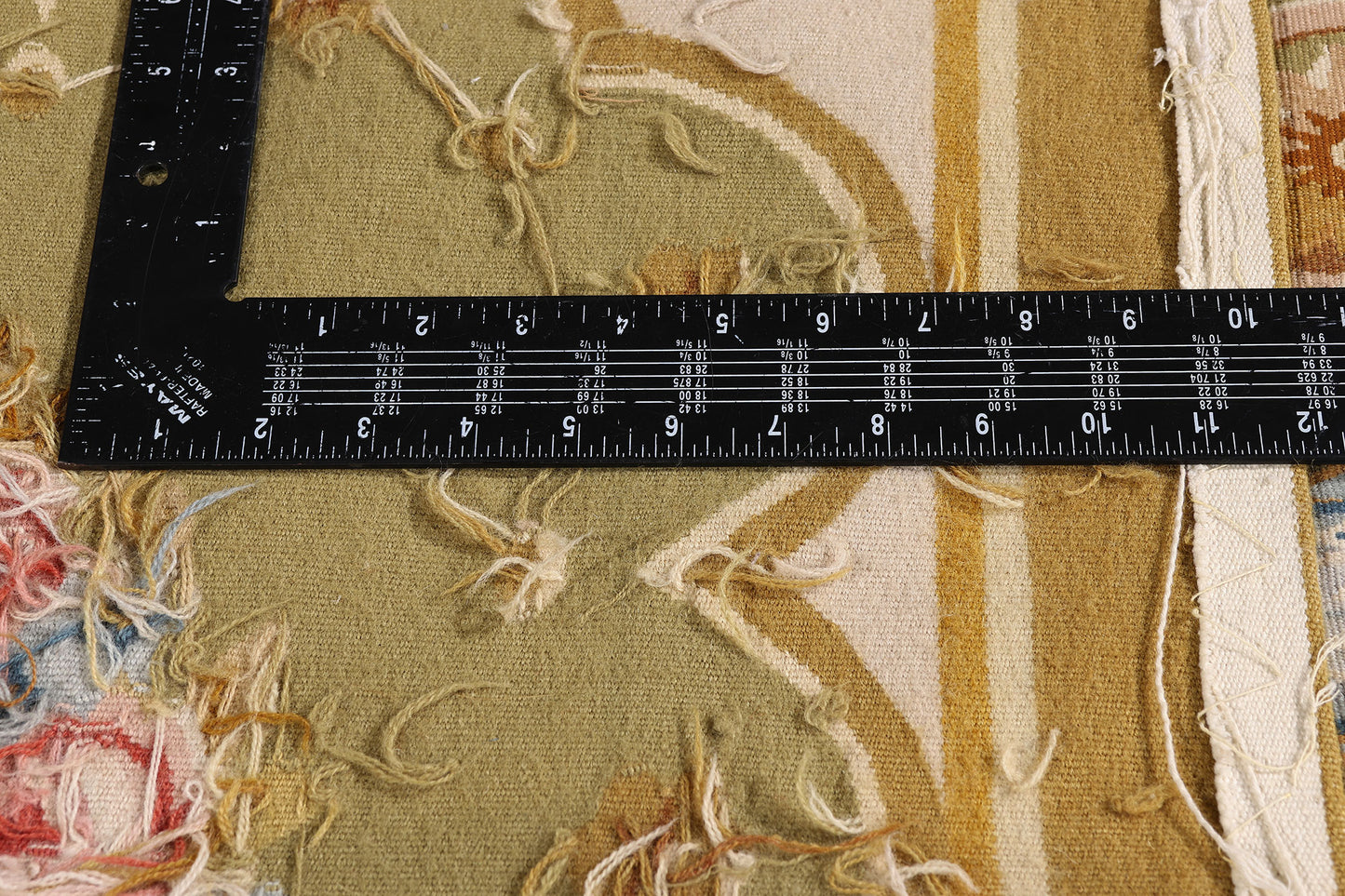 3 x 9 - Green Vintage Aubusson Rug - 79483