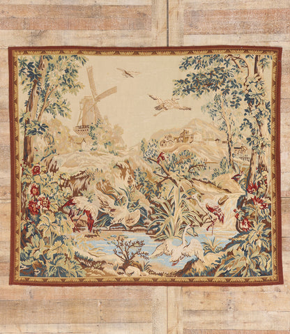 6 x 5 - Beige Vintage Chinese Aubusson Tapestry - 79484
