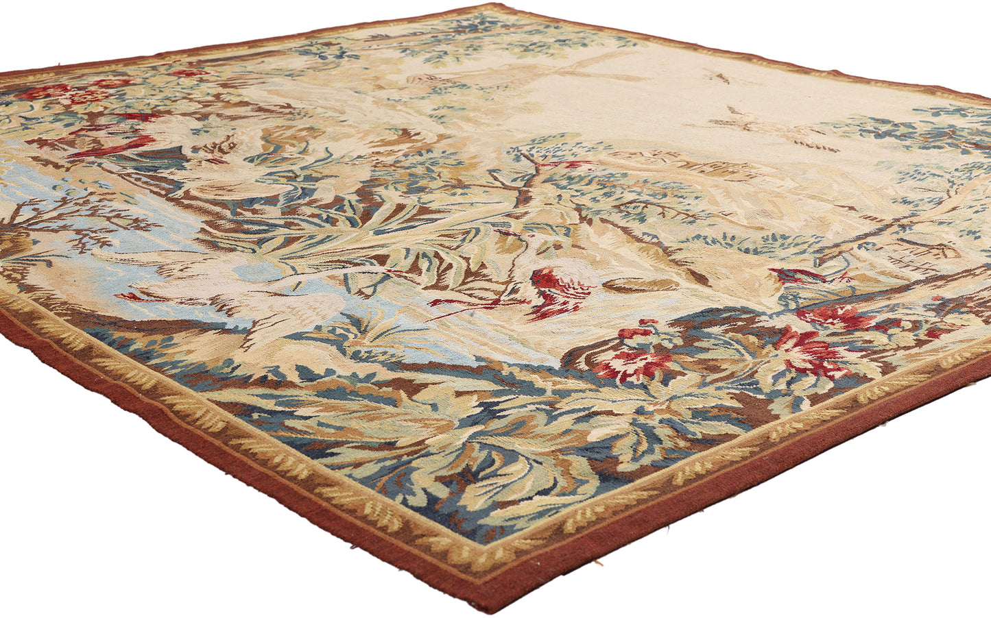 6 x 5 - Beige Vintage Chinese Aubusson Tapestry - 79484