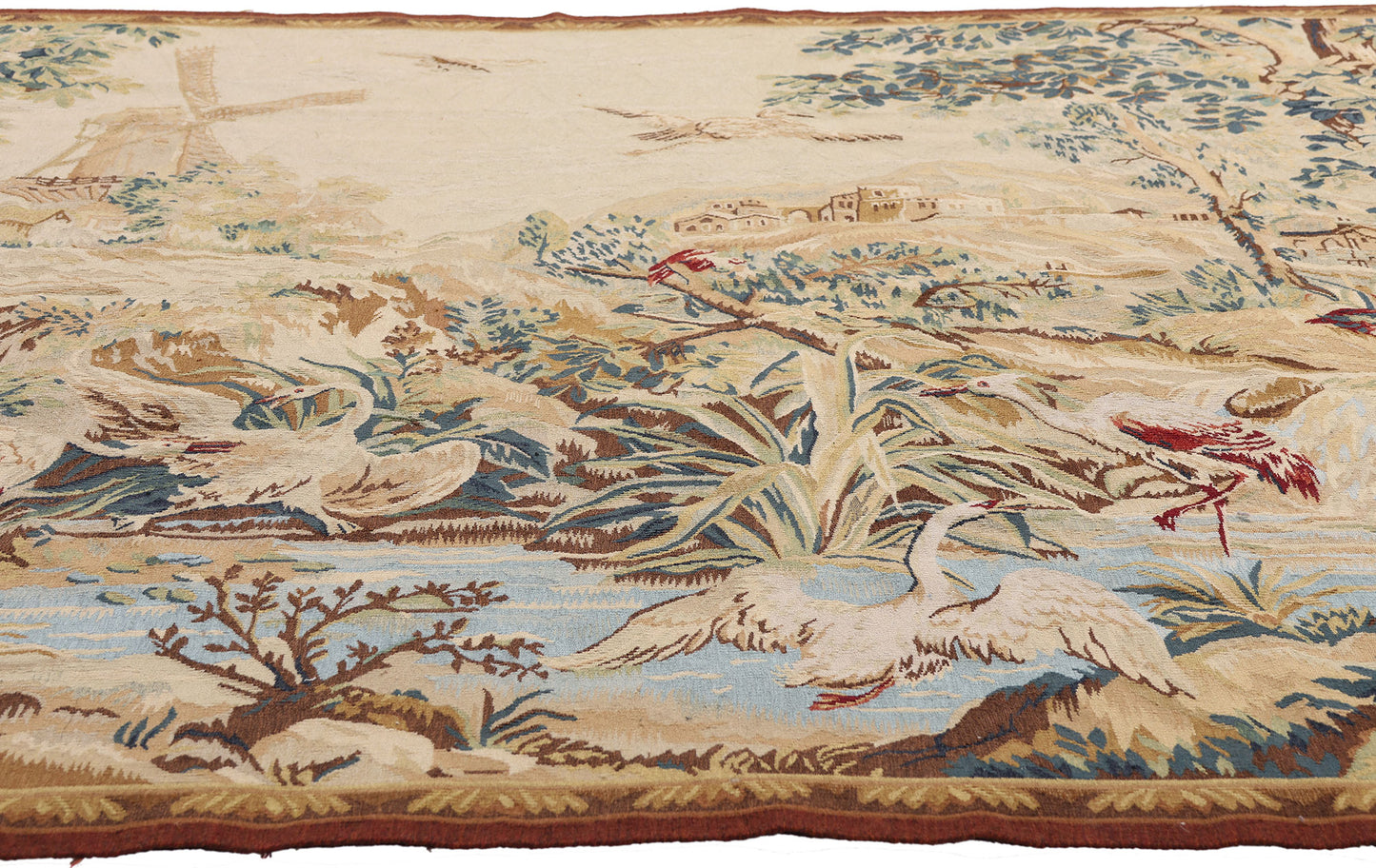 6 x 5 - Beige Vintage Chinese Aubusson Tapestry - 79484