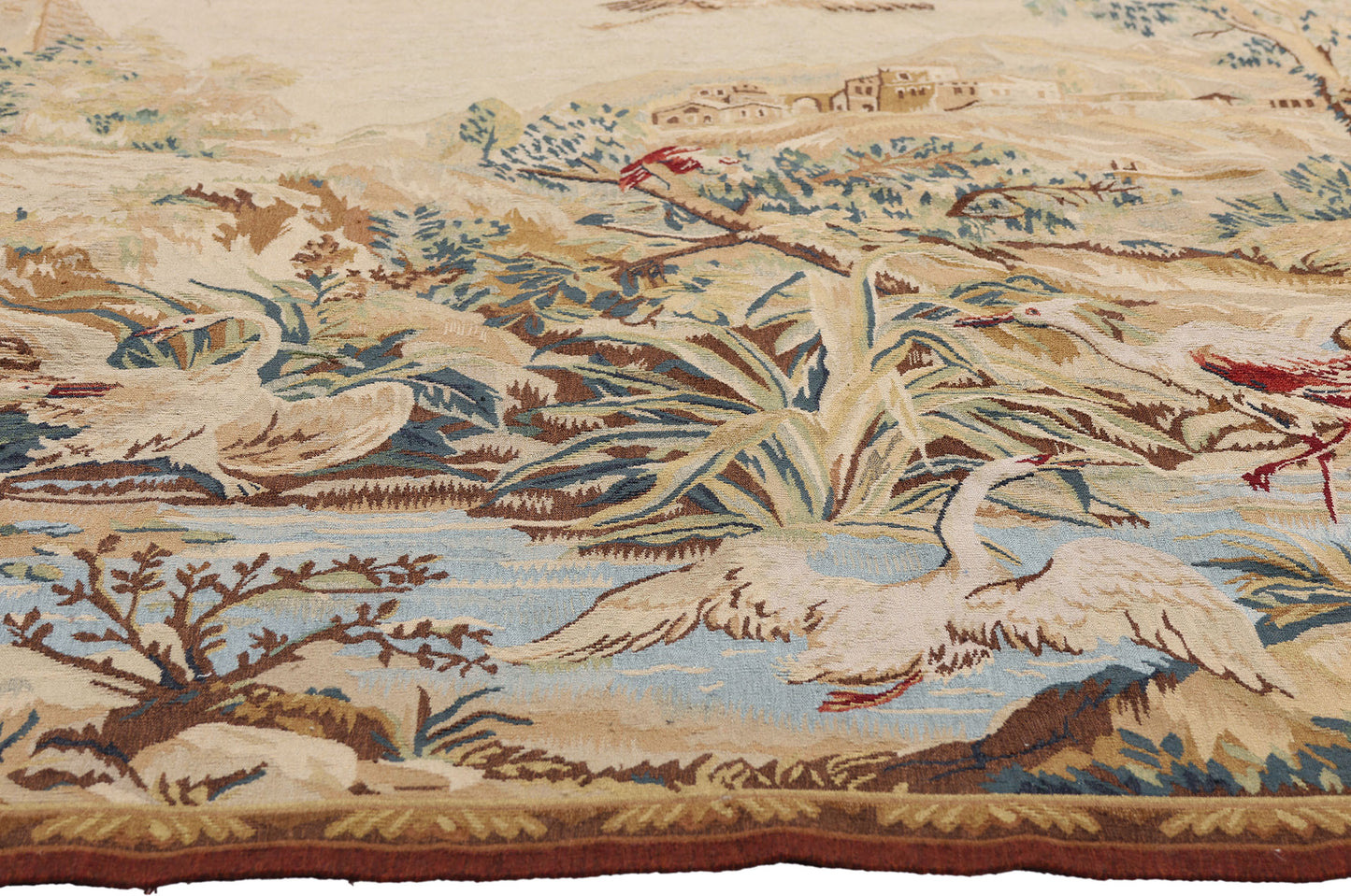 6 x 5 - Beige Vintage Chinese Aubusson Tapestry - 79484