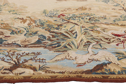 6 x 5 - Beige Vintage Chinese Aubusson Tapestry - 79484