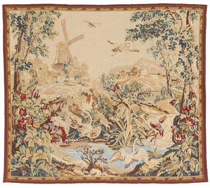 6 x 5 - Beige Vintage Chinese Aubusson Tapestry - 79484