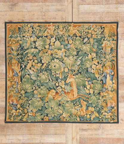6 x 5 - Green Vintage Chinese Aubusson Tapestry - 79487