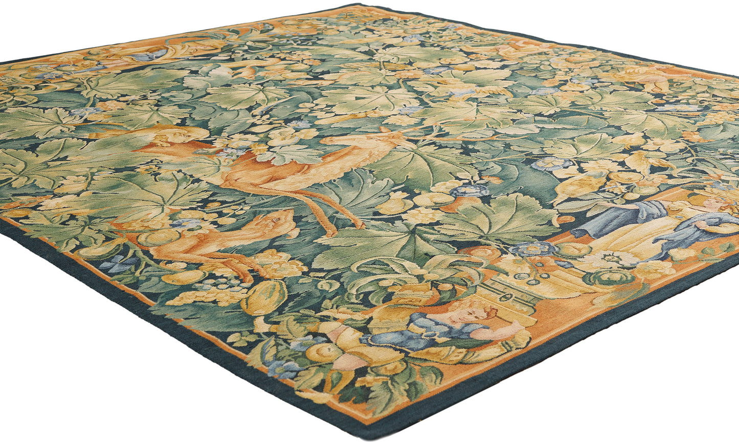 6 x 5 - Green Vintage Chinese Aubusson Tapestry - 79487