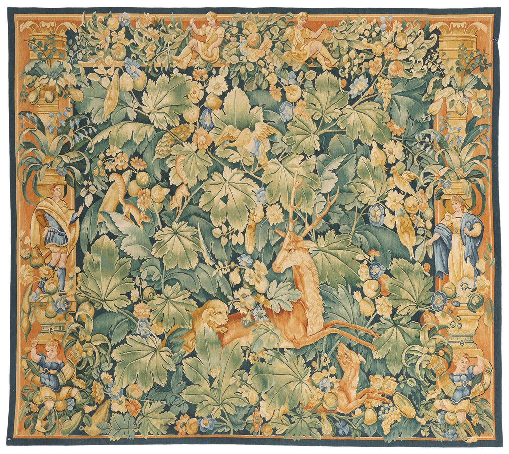 6 x 5 - Green Vintage Chinese Aubusson Tapestry - 79487