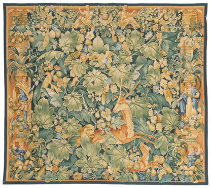 6 x 5 - Green Vintage Chinese Aubusson Tapestry - 79487