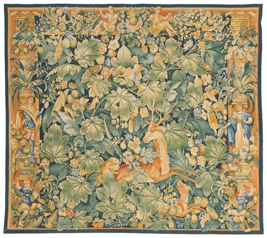 6 x 5 - Green Vintage Chinese Aubusson Tapestry - 79487