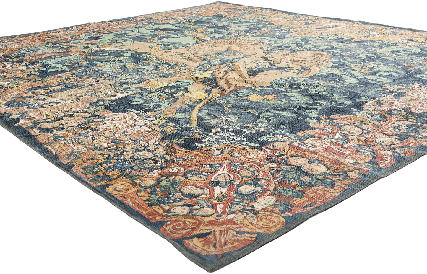 8 x 7 - Blue Vintage Chinese Aubusson Tapestry - 79489