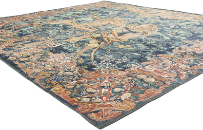 8 x 7 - Blue Vintage Chinese Aubusson Tapestry - 79489