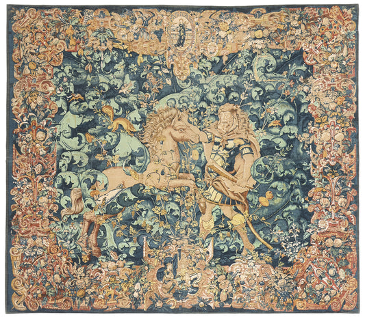 8 x 7 - Blue Vintage Chinese Aubusson Tapestry - 79489