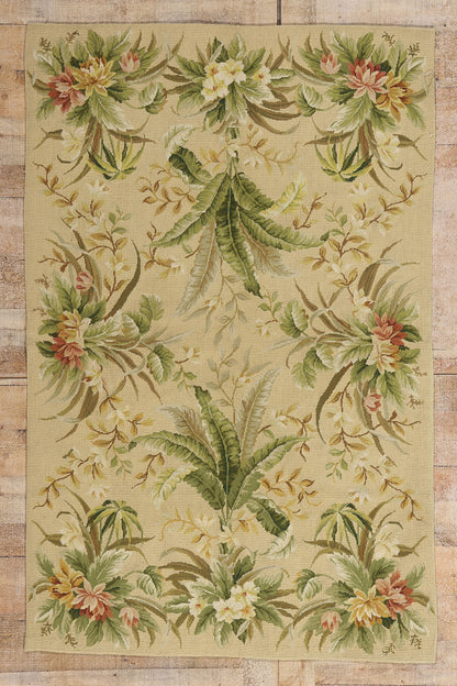 4 x 6 - Beige Vintage Chinese Needlepoint Rug - 79490