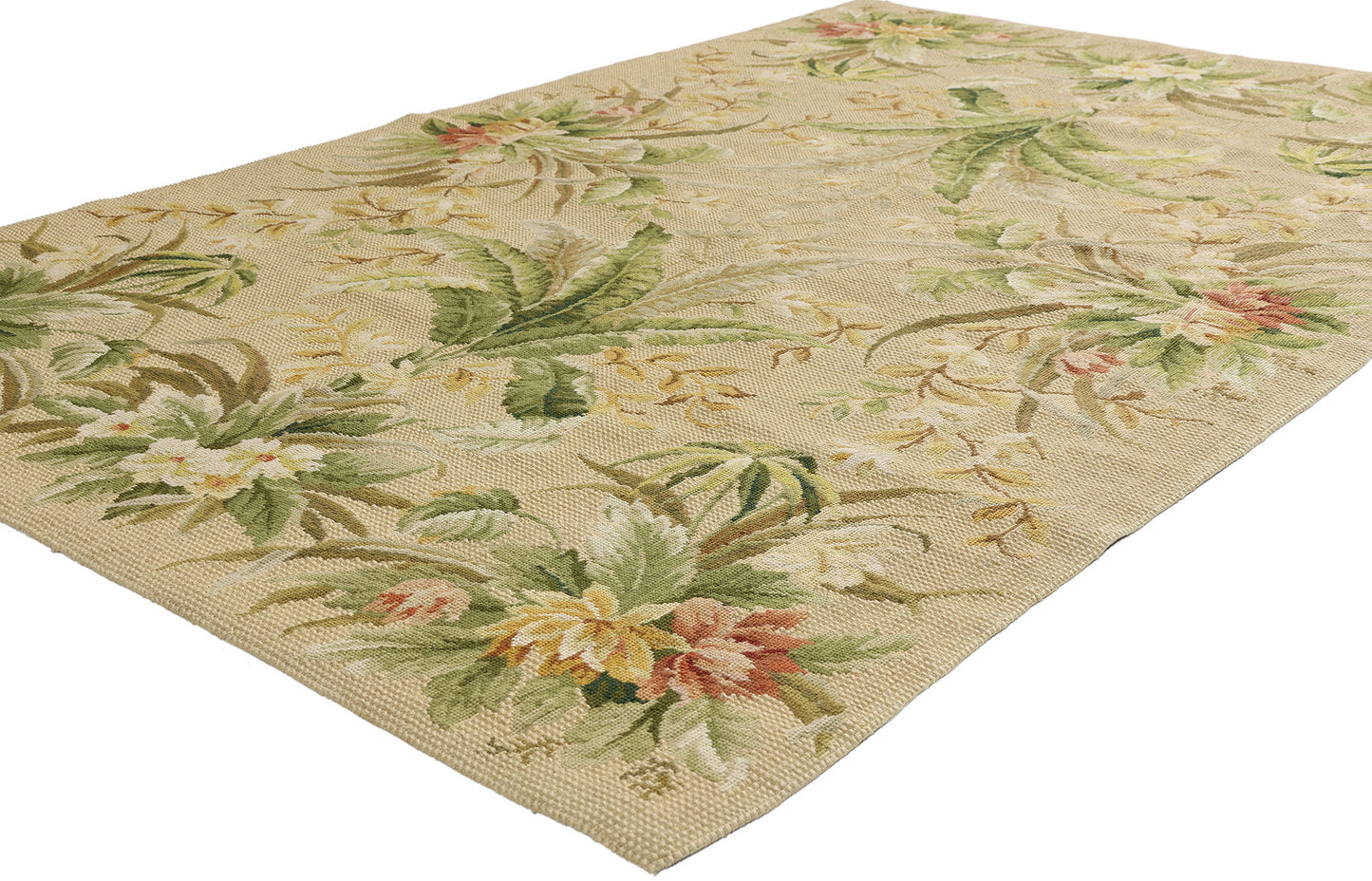 4 x 6 - Beige Vintage Chinese Needlepoint Rug - 79490