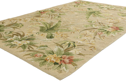 4 x 6 - Beige Vintage Chinese Needlepoint Rug - 79490