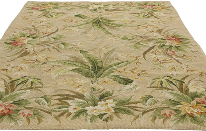 4 x 6 - Beige Vintage Chinese Needlepoint Rug - 79490