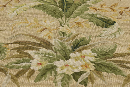 4 x 6 - Beige Vintage Chinese Needlepoint Rug - 79490