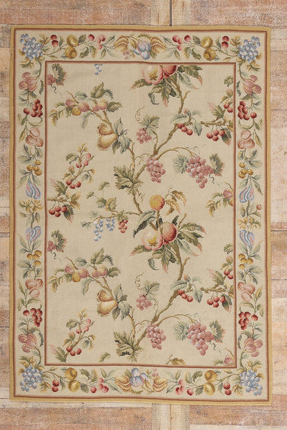 5 x 7 - Ivory Vintage Chinese Needlepoint Rug - 79491