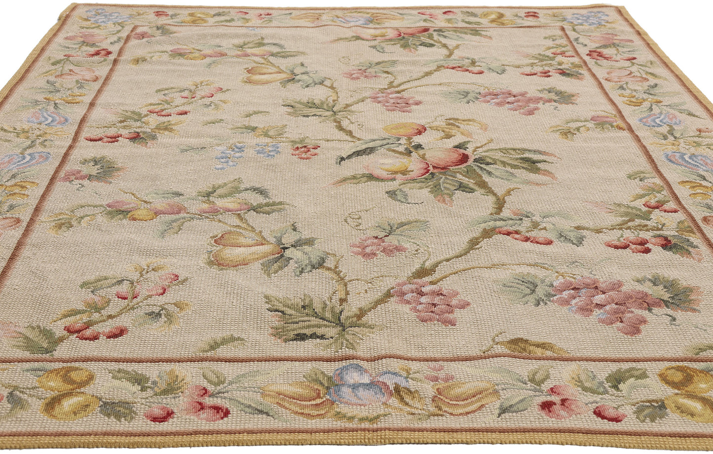 5 x 7 - Ivory Vintage Chinese Needlepoint Rug - 79491
