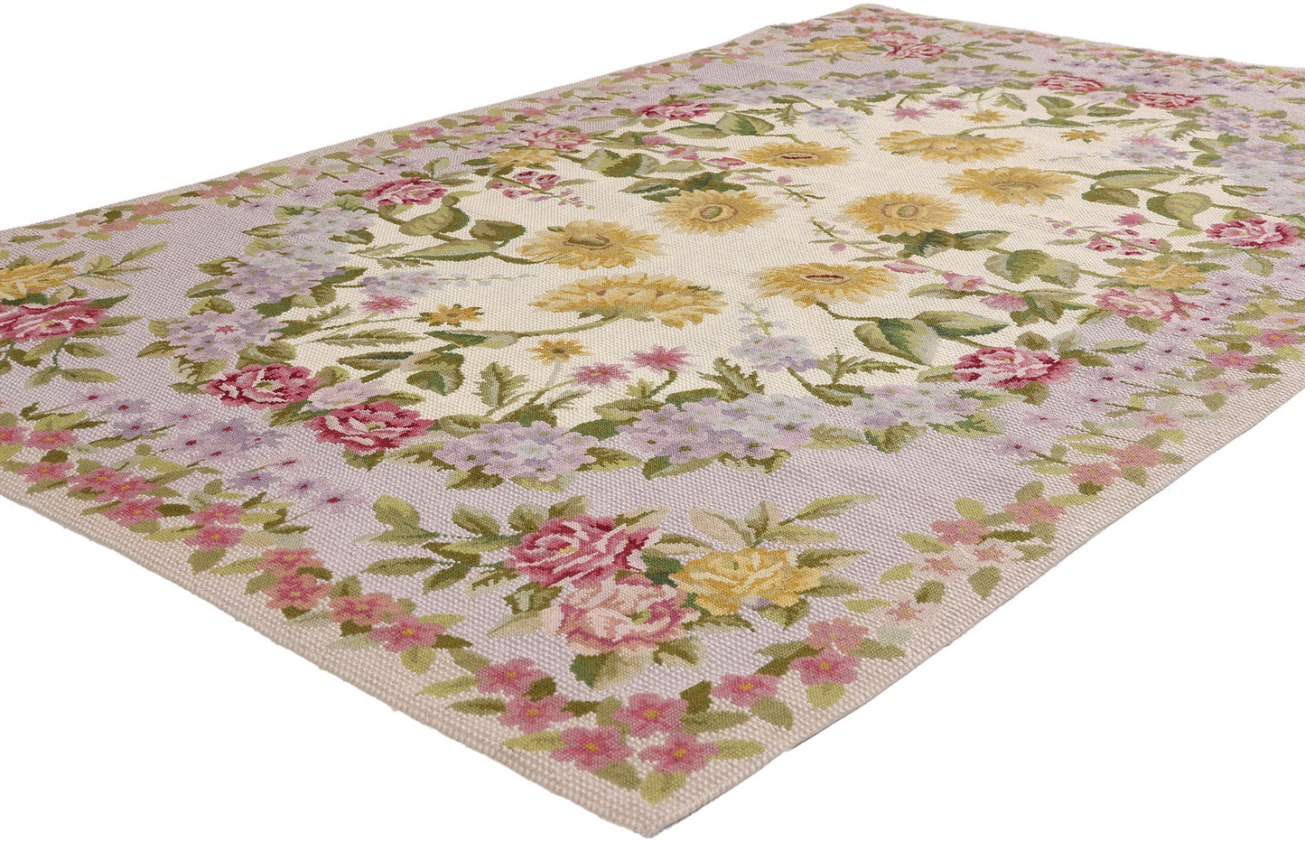 4 x 6 - Ivory Vintage Chinese Needlepoint Rug - 79492