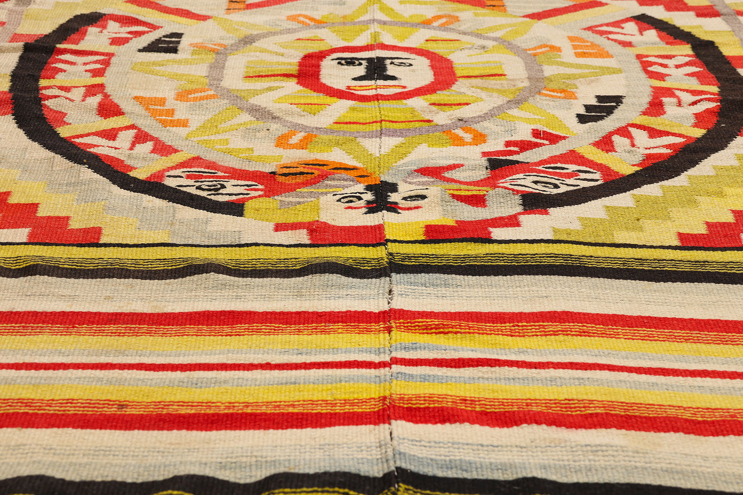 5 x 6 - Multicolor Antique Oaxacan Zapotec Kilim Rug - 79499