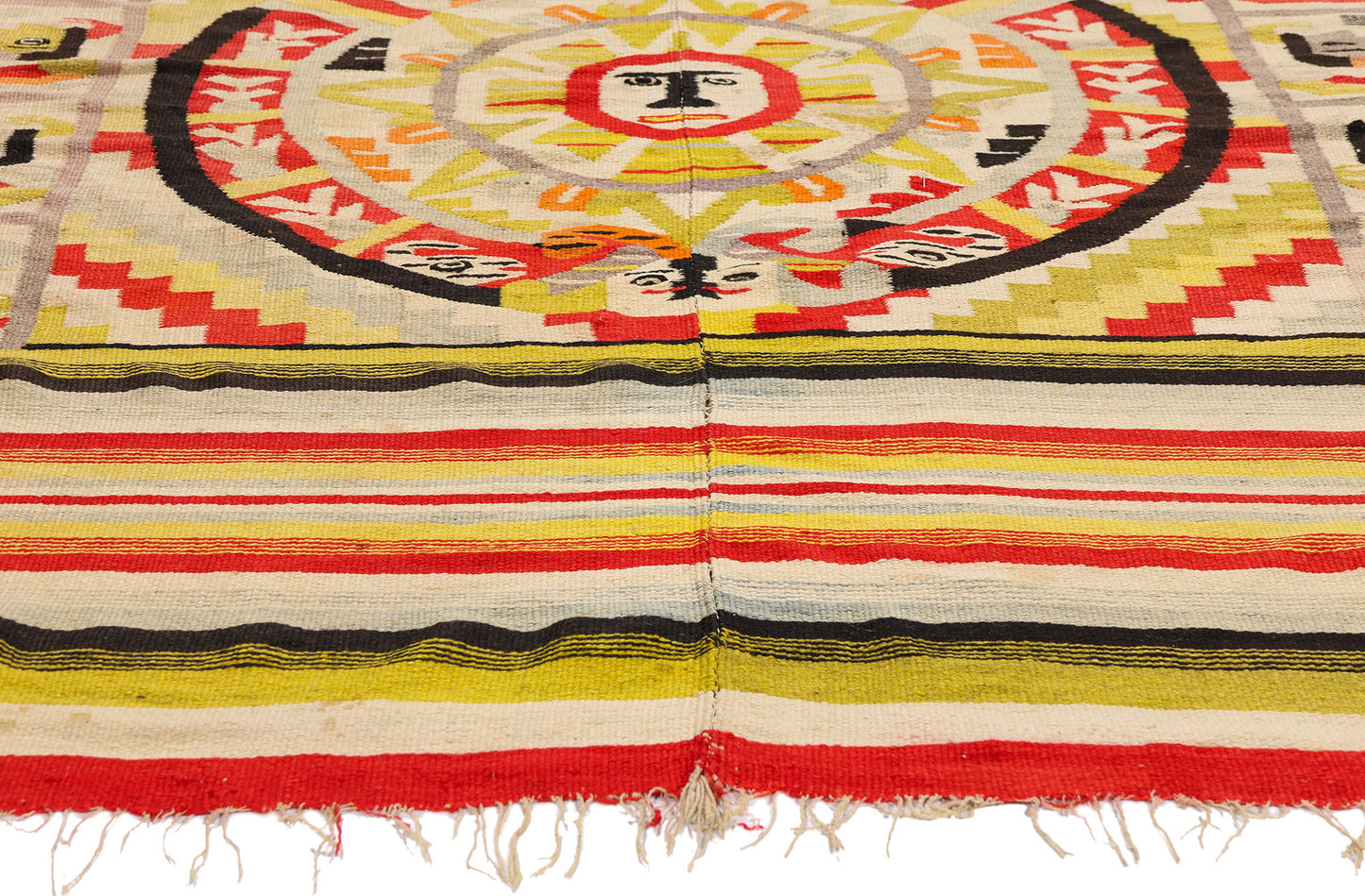 5 x 6 - Multicolor Antique Oaxacan Zapotec Kilim Rug - 79499