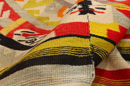 5 x 6 - Multicolor Antique Oaxacan Zapotec Kilim Rug - 79499