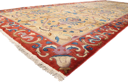 9 x 24 - Tan Vintage Chinese Khotan Rug - 79501