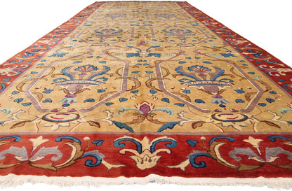 9 x 24 - Tan Vintage Chinese Khotan Rug - 79501