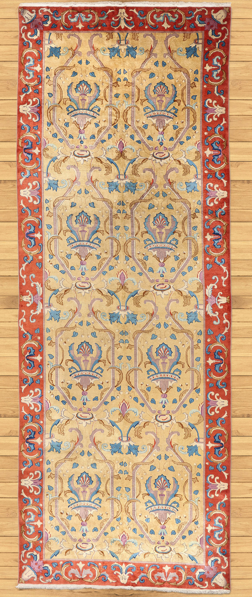 9 x 24 - Tan Vintage Chinese Khotan Rug - 79501