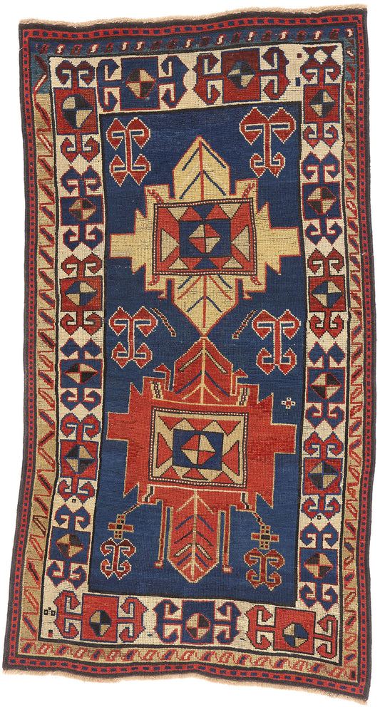 3 x 6 - Navy Blue Antique Kazak Rug - 79502
