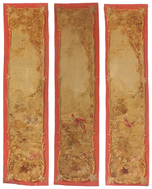 3 x 11 - Gold Antique French Aubusson Tapestry - 79505