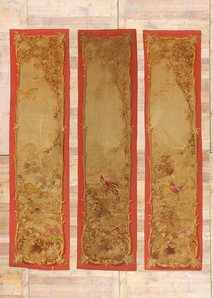 3 x 11 - Gold Antique French Aubusson Tapestry - 79506