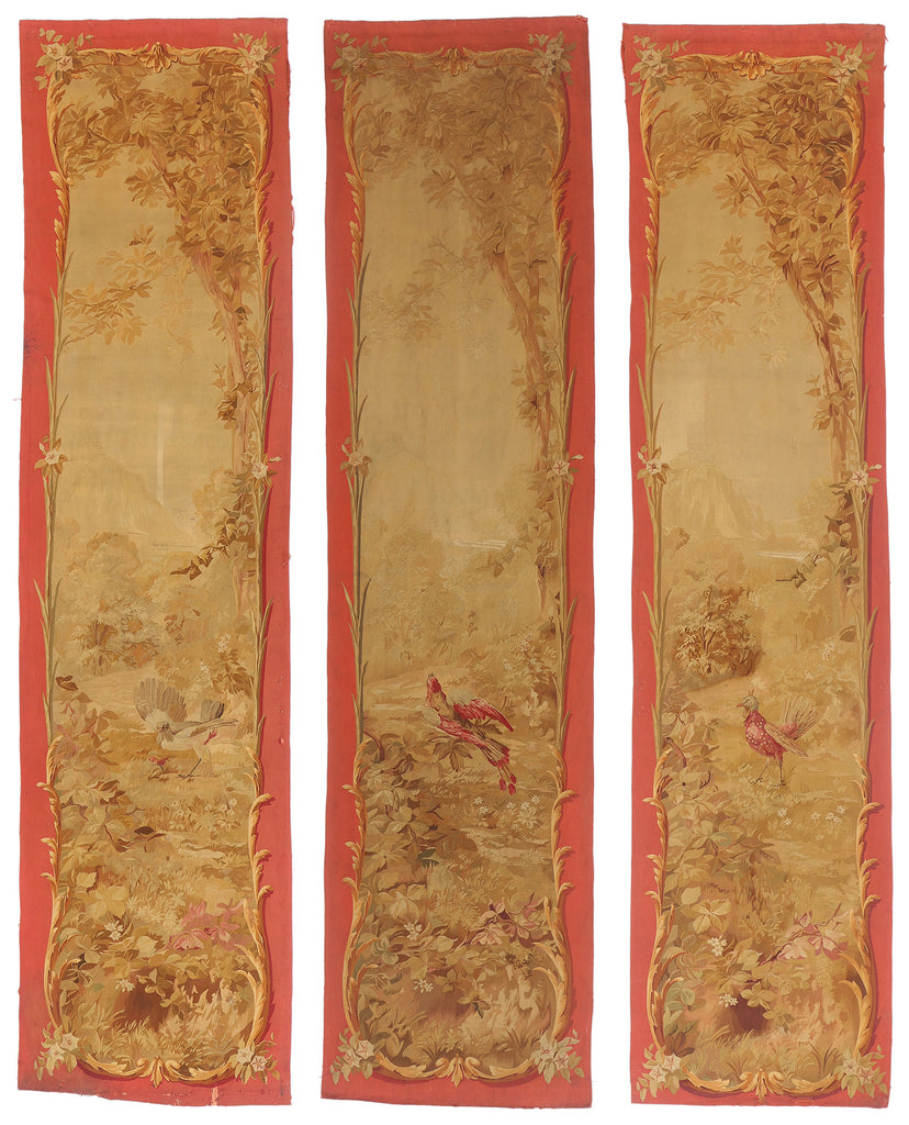 3 x 11 - Gold Antique French Aubusson Tapestry - 79506