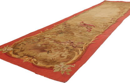 3 x 11 - Gold Antique French Aubusson Tapestry - 79505