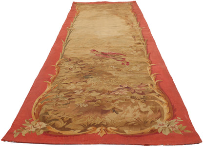 3 x 11 - Gold Antique French Aubusson Tapestry - 79505