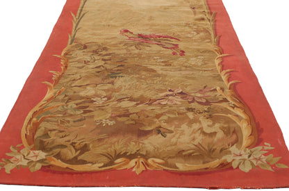 3 x 11 - Gold Antique French Aubusson Tapestry - 79505