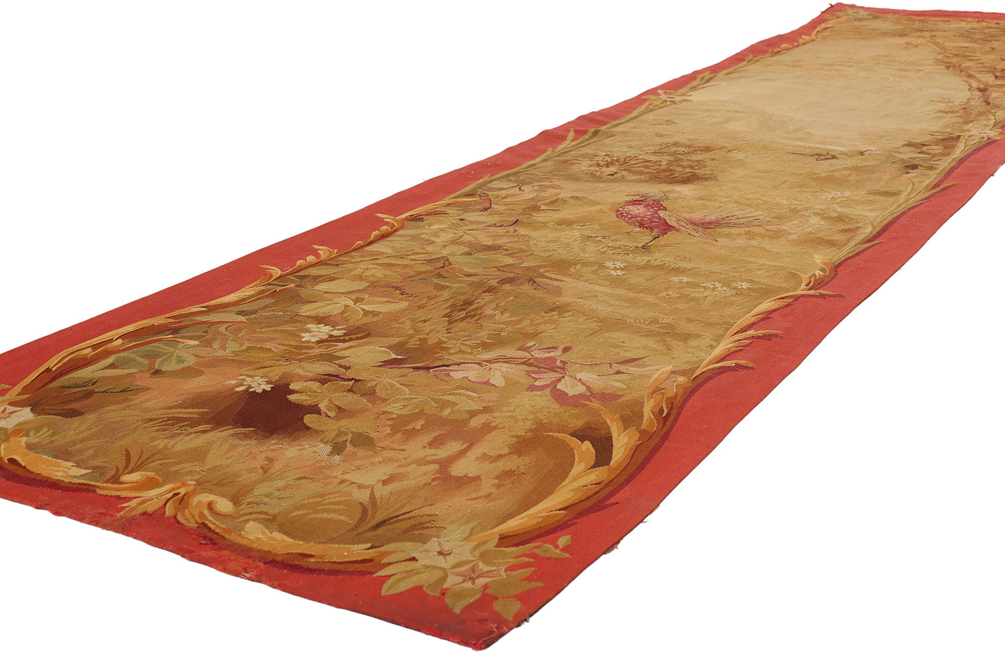 3 x 11 - Gold Antique French Aubusson Tapestry - 79506