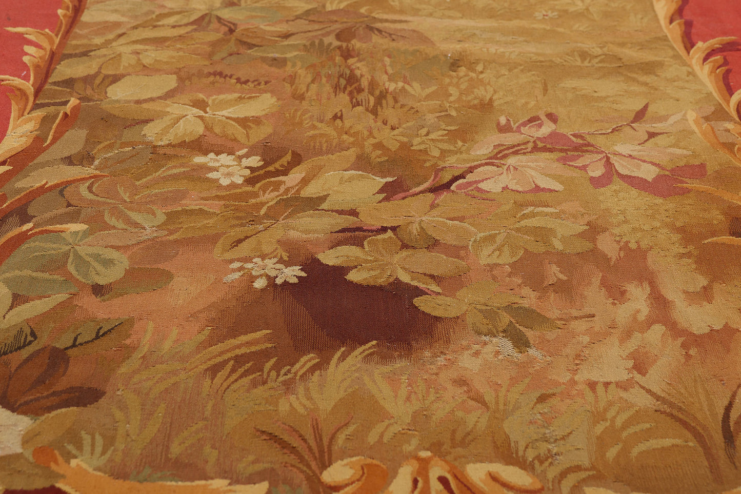 3 x 11 - Gold Antique French Aubusson Tapestry - 79506