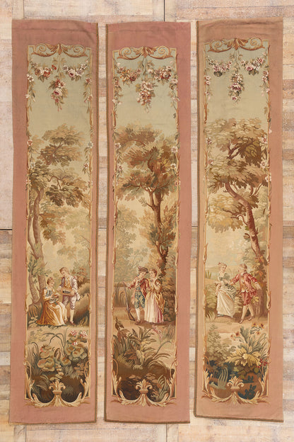 2 x 11 - Pink Antique French Aubusson Tapestry - 79507