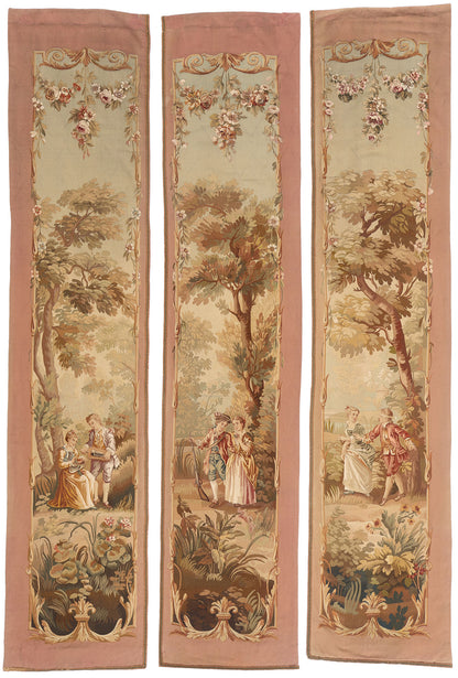 2 x 11 - Pink Antique French Aubusson Tapestry - 79507