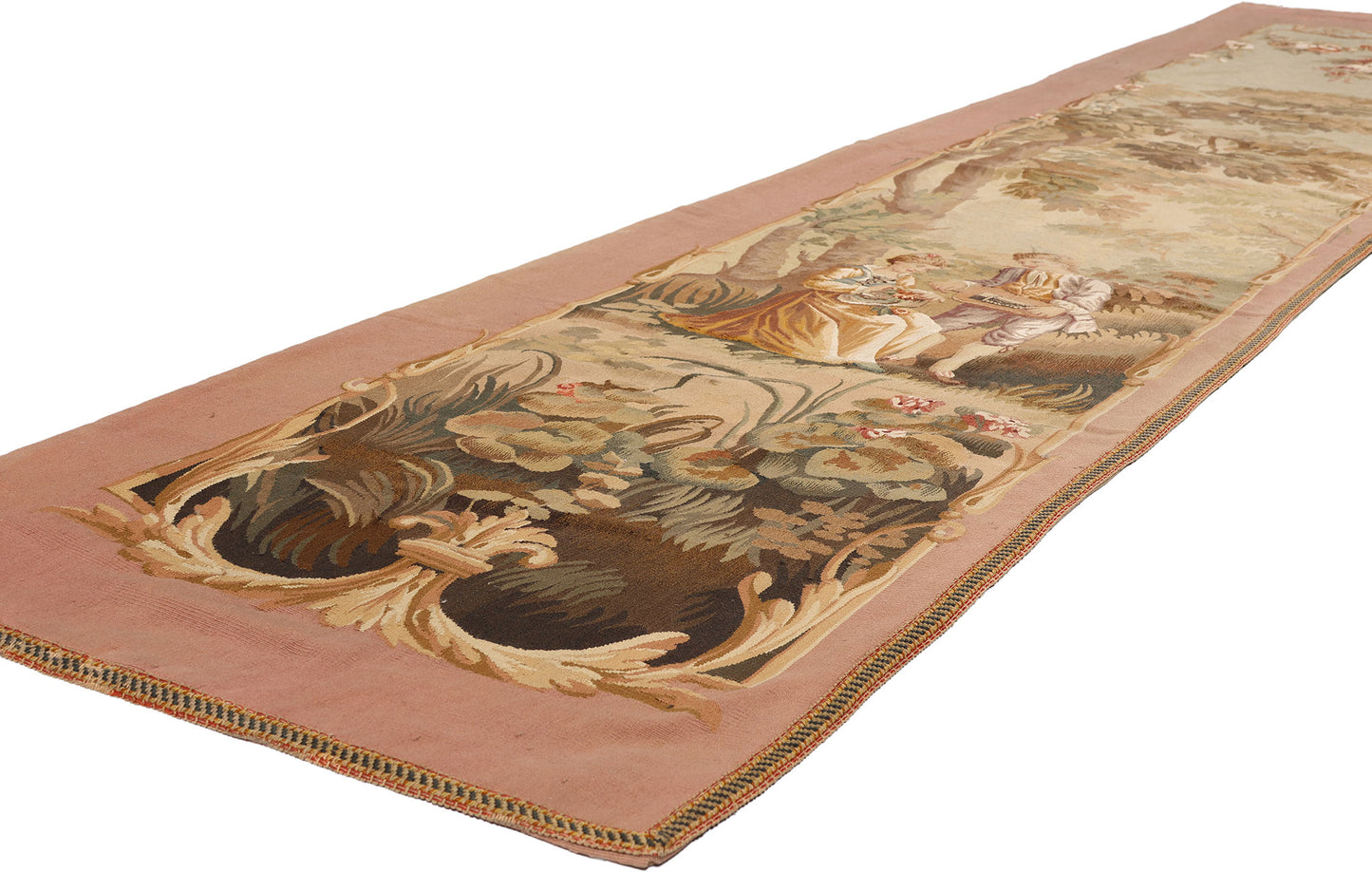 2 x 11 - Pink Antique French Aubusson Tapestry - 79507